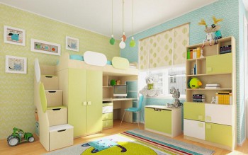 Детская комната Эппл (Зеленый/Белый/корпус Клен) в Ужуре - uzhur.mebel54.com | фото