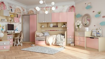 Детская комната Грэйси (Розовый/Серый/корпус Клен) в Ужуре - uzhur.mebel54.com | фото
