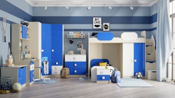 Детская комната Скай Люкс (Синий/Белый/корпус Клен) в Ужуре - uzhur.mebel54.com | фото
