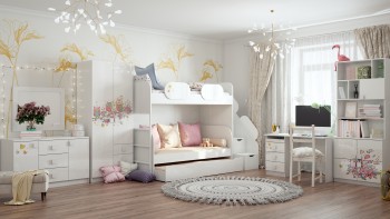 Детская комната Совушки (Белый/корпус Выбеленное дерево) в Ужуре - uzhur.mebel54.com | фото