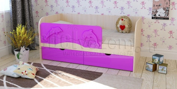 Друзья Кровать детская 2 ящика 1.6 Фиолетовый глянец в Ужуре - uzhur.mebel54.com | фото
