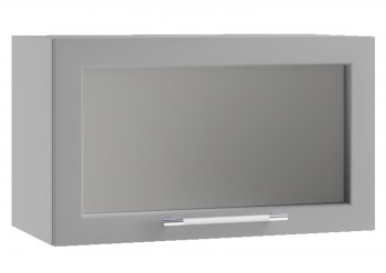 Гарда ПГС 600 шкаф верхний горизонтальный со стеклом (Белый Эмалит/корпус Серый) в Ужуре - uzhur.mebel54.com | фото