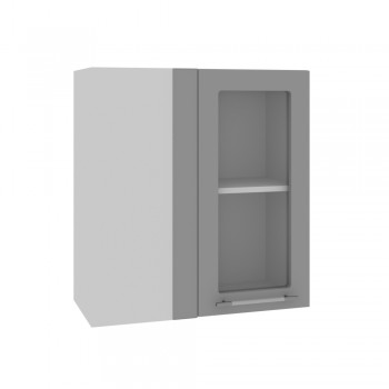 Гарда ПУС 650 шкаф верхний угловой со стеклом (Белый Эмалит/корпус Серый) в Ужуре - uzhur.mebel54.com | фото