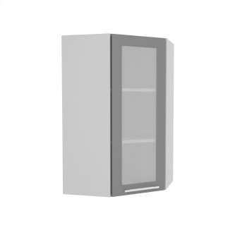 Гарда ВПУС 550 шкаф верхний угловой со стеклом высокий (Белый Эмалит/корпус Серый) в Ужуре - uzhur.mebel54.com | фото