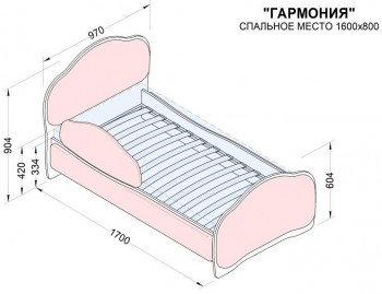 Кровать 160 Гармония 31 Светло-сиреневый (мягкий бортик) в Ужуре - uzhur.mebel54.com | фото