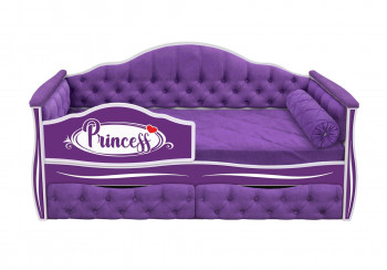 Кровать 160 серии Иллюзия 2 ящика 32 Фиолетовый (мягкие боковые накладки/подушка валик) в Ужуре - uzhur.mebel54.com | фото