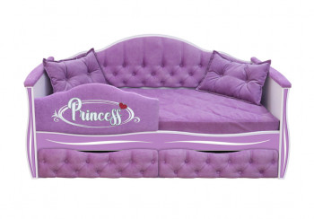 Кровать 160 серии Иллюзия 2 ящика 67 Светло-фиолетовый (подушки/мягкий бортик) в Ужуре - uzhur.mebel54.com | фото