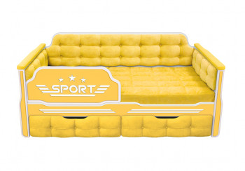 Кровать 160 серии Спорт 2 ящика 74 Жёлтый (мягкие боковые накладки) в Ужуре - uzhur.mebel54.com | фото
