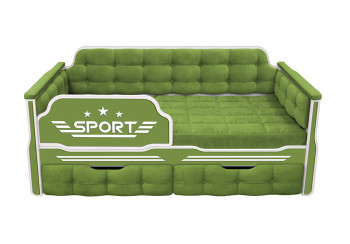 Кровать 160 серии Спорт 2 ящика 76 Зелёный (мягкие боковые накладки) в Ужуре - uzhur.mebel54.com | фото