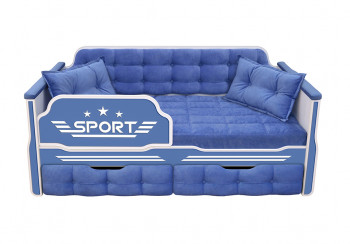 Кровать 160 серии Спорт 2 ящика 85 Синий (подушки) в Ужуре - uzhur.mebel54.com | фото