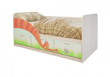Кровать детская Минима Лего 1,86м с ящиками (дуб атланта/лиловый сад) в Ужуре - uzhur.mebel54.com | фото