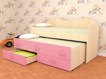 Кровать детская Нимфа двухместная 2.0 Дуб молочный/Розовый в Ужуре - uzhur.mebel54.com | фото