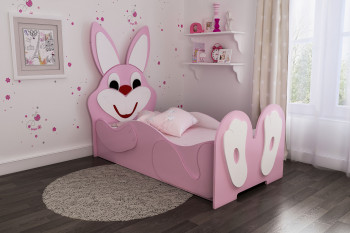 Кровать детская Зайка 1.6 Розовый/Белый в Ужуре - uzhur.mebel54.com | фото