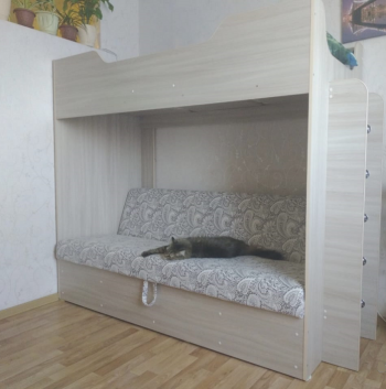 Кровать двухъярусная с диваном (Беленый дуб) в Ужуре - uzhur.mebel54.com | фото