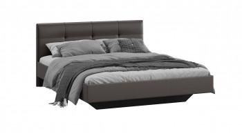 Кровать «Элис» c мягкой обивкой тип 1 Экокожа/Темно-коричневый/1400 в Ужуре - uzhur.mebel54.com | фото