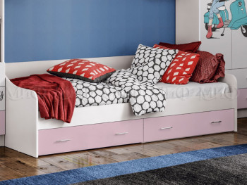 Кровать Fashion-1 Вега 0,9 м (Белый/Розовый) в Ужуре - uzhur.mebel54.com | фото