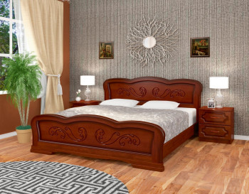 Кровать Карина-8 из массива сосны 1400*2000 Орех в Ужуре - uzhur.mebel54.com | фото