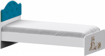 Кровать Каспер с мягкой спинкой и фотопечатью (800х1900)  Белый/Бирюза в Ужуре - uzhur.mebel54.com | фото
