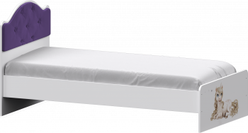 Кровать Каспер с мягкой спинкой и фотопечатью (800х1900)Белый/Фиолетовый в Ужуре - uzhur.mebel54.com | фото