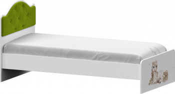 Кровать Каспер с мягкой спинкой и фотопечатью (800х1900)Белый/Лайм в Ужуре - uzhur.mebel54.com | фото