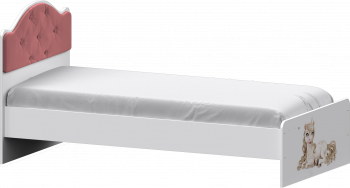 Кровать Каспер с мягкой спинкой и фотопечатью (800х1900)Белый/Светло-розовый в Ужуре - uzhur.mebel54.com | фото