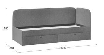 Кровать «Молли» с мягкой обивкой (900) тип 1 (Микровелюр Scandi Graphite 22) в Ужуре - uzhur.mebel54.com | фото