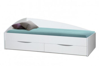 Кровать одинарная "Фея - 3" (асимметричная) (2000х900) New/(белый / белый / ДВПО белый) в Ужуре - uzhur.mebel54.com | фото