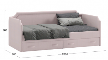 Кровать с мягкой обивкой и ящиками «Кантри» Тип 1 (900) (Велюр пудровый) в Ужуре - uzhur.mebel54.com | фото