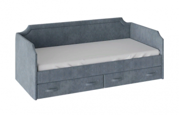 Кровать с мягкой обивкой и ящиками «Кантри» Тип 1 (900) (Замша синяя) в Ужуре - uzhur.mebel54.com | фото