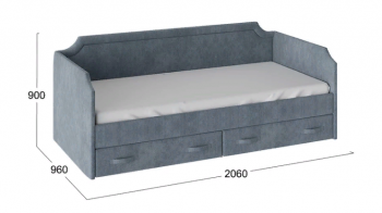 Кровать с мягкой обивкой и ящиками «Кантри» Тип 1 (900) (Замша синяя) в Ужуре - uzhur.mebel54.com | фото