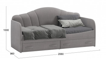 Кровать с мягкой спинкой и ящиками «Сабрина» 900 Светло-серый в Ужуре - uzhur.mebel54.com | фото