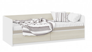 Кровать «Сканди» с 2 ящиками Дуб Гарден/Белый/Глиняный серый в Ужуре - uzhur.mebel54.com | фото
