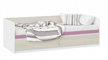 Кровать «Сканди» с 2 ящиками Дуб Гарден/Белый/Лиловый в Ужуре - uzhur.mebel54.com | фото