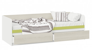 Кровать «Сканди» с 2 ящиками Дуб Гарден/Белый/Зеленый в Ужуре - uzhur.mebel54.com | фото
