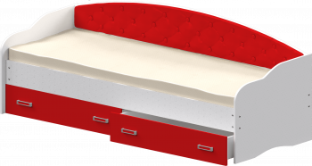 Кровать Софа-7 с мягкой спинкой (800х1900) Белый/Красный в Ужуре - uzhur.mebel54.com | фото