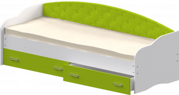Кровать Софа-7 с мягкой спинкой (800х1900) Белый/Лайм в Ужуре - uzhur.mebel54.com | фото