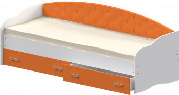 Кровать Софа-7 с мягкой спинкой (800х1900) Белый/Оранжевый в Ужуре - uzhur.mebel54.com | фото