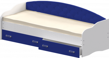 Кровать Софа-7 с мягкой спинкой (800х1900) Белый/Синий в Ужуре - uzhur.mebel54.com | фото