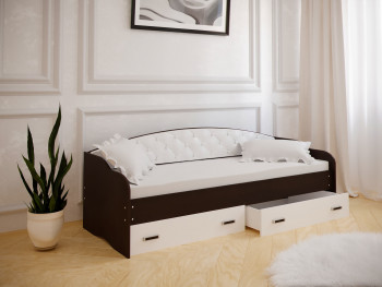 Кровать Софа-7 с мягкой спинкой (800х1900) Венге/ Белый в Ужуре - uzhur.mebel54.com | фото