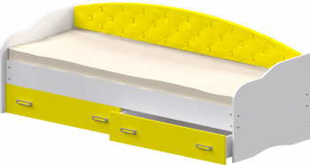 Кровать Софа-7 с мягкой спинкой (800х2000) Белый/Желтый в Ужуре - uzhur.mebel54.com | фото