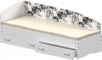 Кровать Софа-9 с мягкой спинкой с рисунком Милана (900х1900) Белый в Ужуре - uzhur.mebel54.com | фото