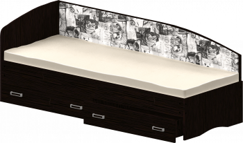 Кровать Софа-9 с мягкой спинкой с рисунком Милана (900х1900) Венге в Ужуре - uzhur.mebel54.com | фото