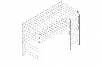 Кровать Соня вариант 5 полувысокая с прямой лестницей белый полупрозрачный в Ужуре - uzhur.mebel54.com | фото