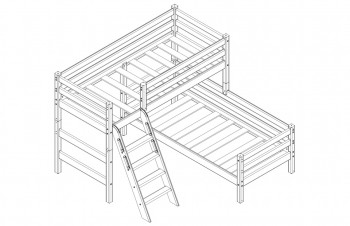 Кровать Соня вариант 8 угловая с наклонной лестницей Белый полупрозрачный в Ужуре - uzhur.mebel54.com | фото