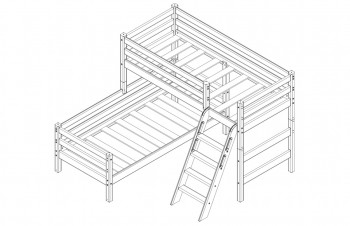 Кровать Соня вариант 8 угловая с наклонной лестницей Белый полупрозрачный в Ужуре - uzhur.mebel54.com | фото
