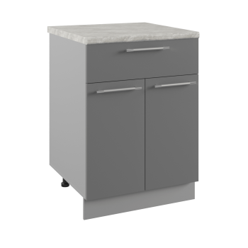 Квадро С1ЯШ 600 шкаф нижний с ящиком (Белый софт/корпус Серый) в Ужуре - uzhur.mebel54.com | фото