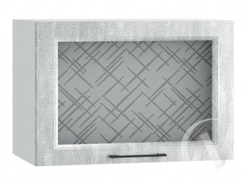Либерти Шкаф верхний горизонтальный со стеклом ШВГС 609 (Холст грей/корпус белый) в Ужуре - uzhur.mebel54.com | фото
