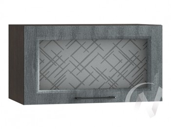 Либерти Шкаф верхний горизонтальный со стеклом ШВГС 609 (Холст грей/корпус венге) в Ужуре - uzhur.mebel54.com | фото