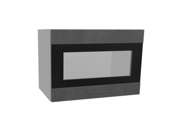 Лофт ПГСФ 500 шкаф верхний горизонтальный со стеклом и фотопечатью (Бетон темный/корпус Серый) в Ужуре - uzhur.mebel54.com | фото