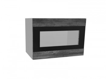Лофт ПГСФ 500 шкаф верхний горизонтальный со стеклом и фотопечатью (Дуб бурый/корпус Серый) в Ужуре - uzhur.mebel54.com | фото